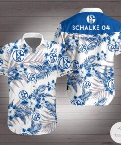 Fc Schalke 04 Special Design White Blue Tropical Hawaiian Shirt Outfit For Fans