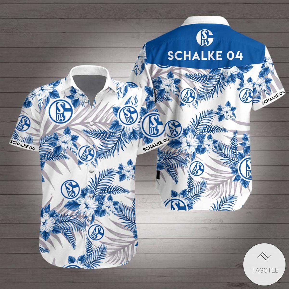 Fc Schalke 04 Big Logo Special Design Hawaiian Shirt Best Gift For Fans