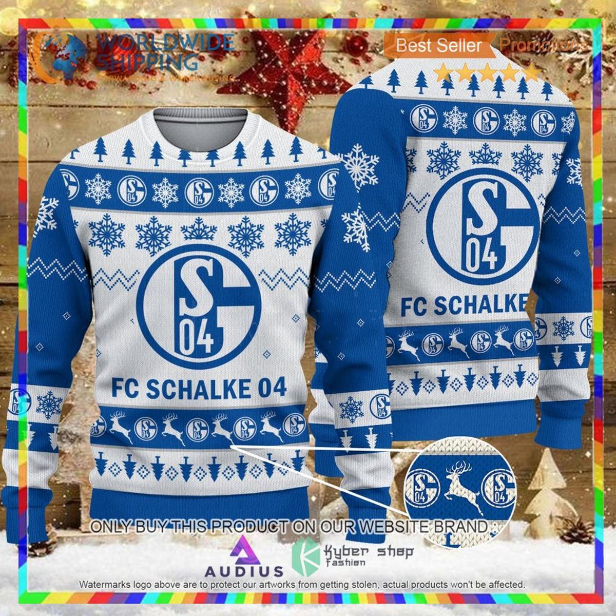 Fc Schalke 04 White Blue Ugly Christmas Sweater Gift