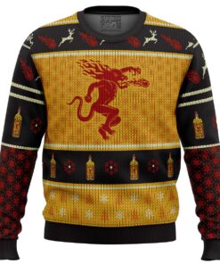 Fireball Cinnamon Whisky Logo Black Yellow Ugly Christmas Sweater Gift For Alcohol Lovers