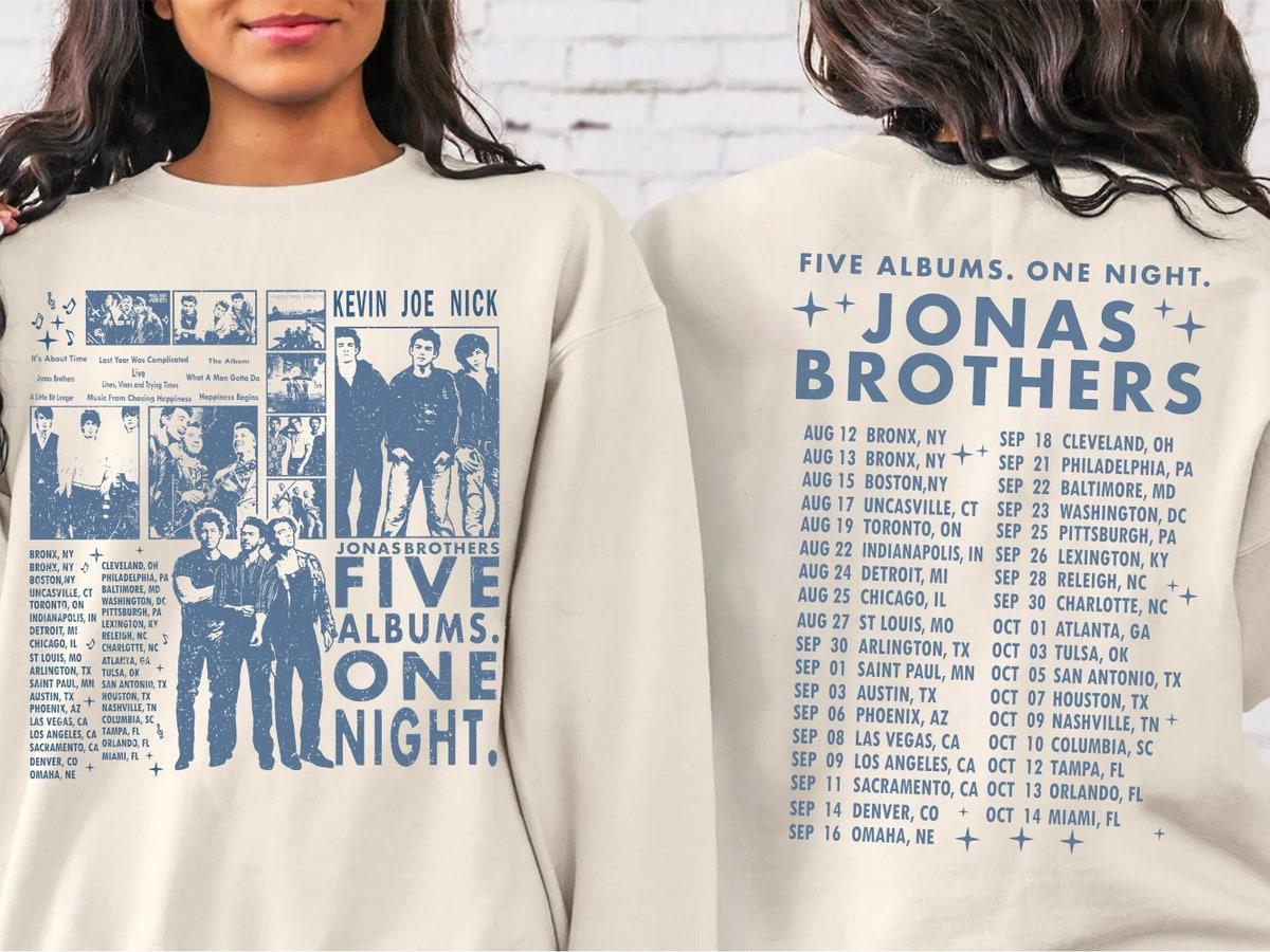 Five Albums One Night The Tour Jonas Brothers Concert Shirt Best Gifts For Fans