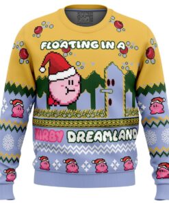 Floating In A Kirby Dreamland Ugly Christmas Sweater 1