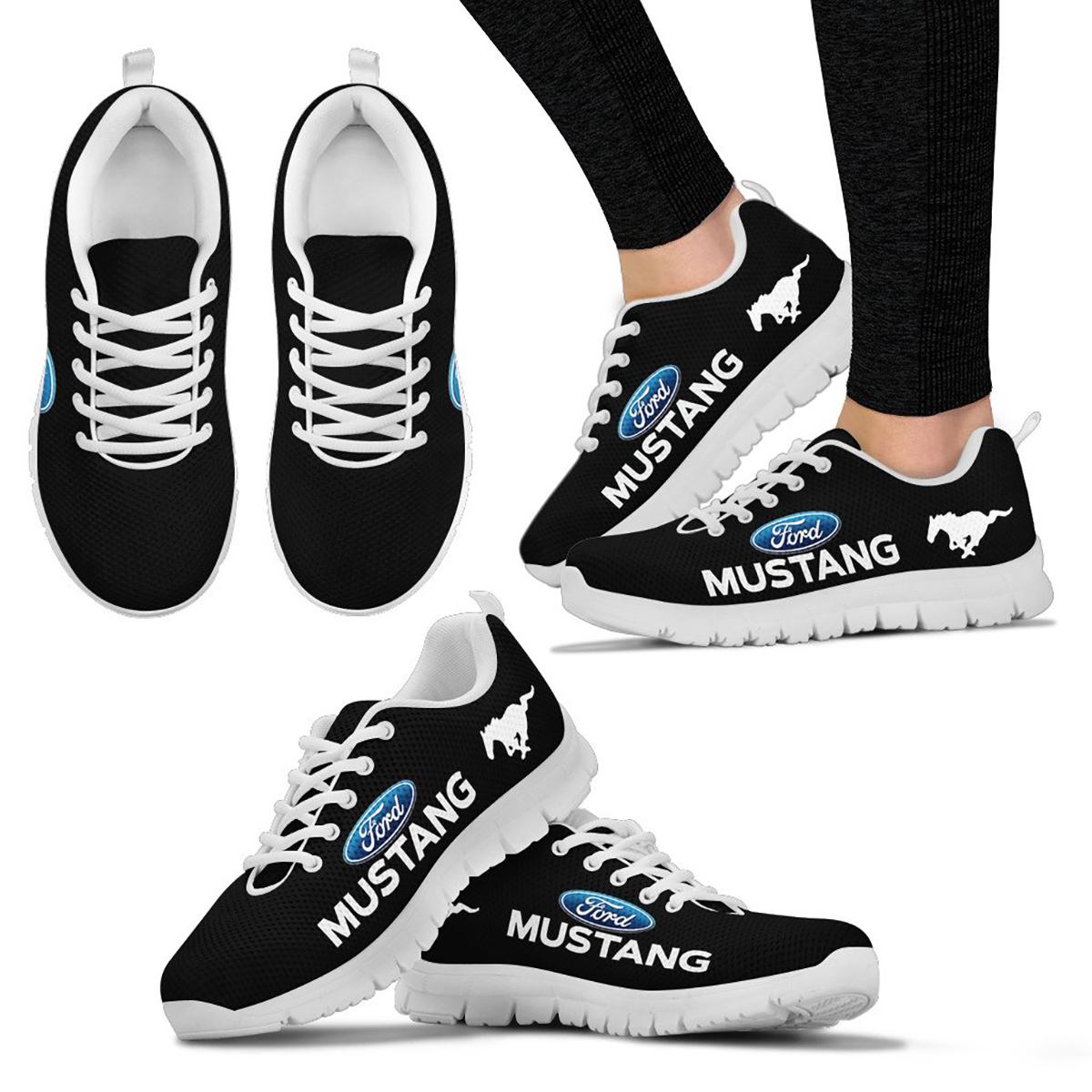 Ford Mustang White Blue Running Shoes For Fans