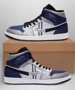 Ford Mustang Blue Air Jordan 1 High Sneakers For Fans