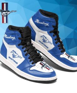 Ford Mustang White Blue Running Shoes For Fans