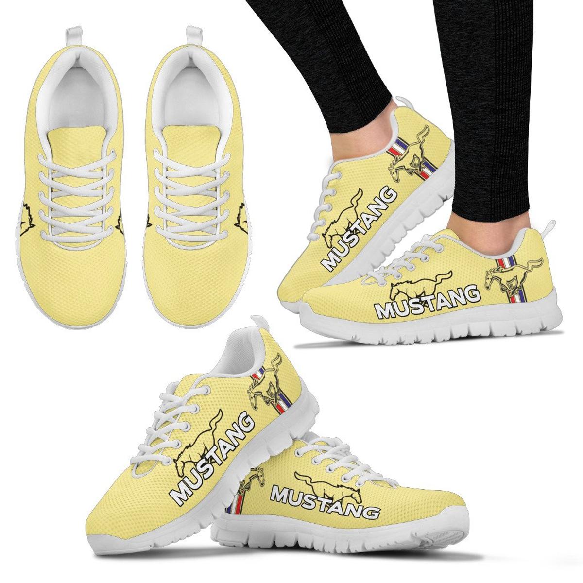 Ford Mustang Light Yelow Running Shoes For Fans