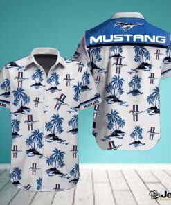 Ford Mustang Logo With Coconut Tree Patterns Aloha Shirt For Men Women