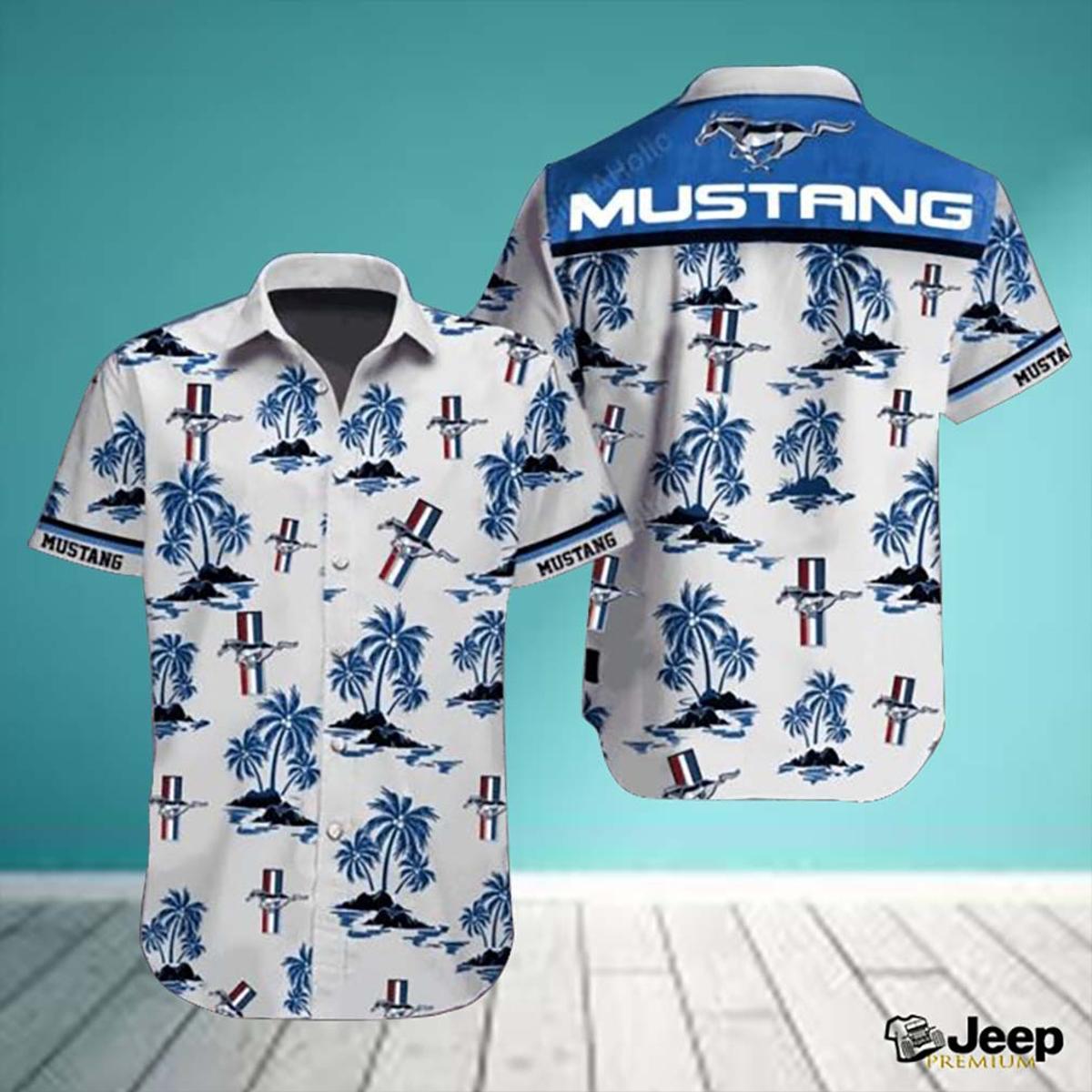 Ford Mustang Simple Design Blue Black Hawaiian Shirt Best Gift For Fans