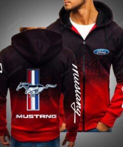 Ford Mustang Maroon Red Zip Hoodie For Fans