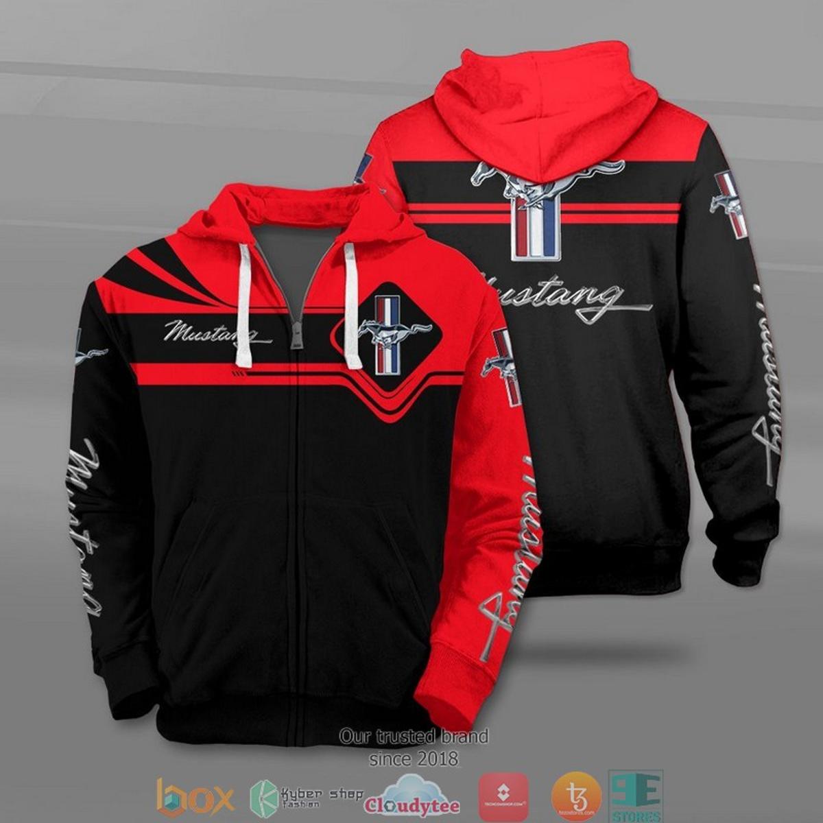 Ford Mustang Black Zip Hoodie For Fans