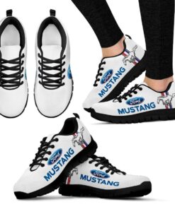 Ford Mustang White Blue Running Shoes For Fans 1