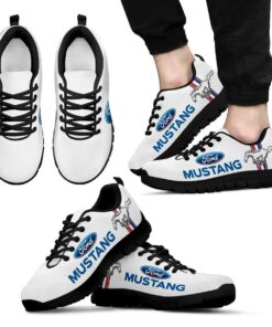 Ford Mustang White Blue Running Shoes For Fans