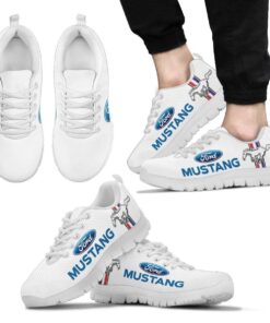 Ford Mustang White Blue Running Shoes For Fans 3