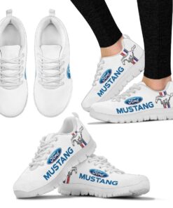 Ford Mustang White Blue Running Shoes For Fans 4