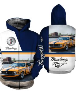 Ford Mustang Yellow Car Zip Hoodie Gift