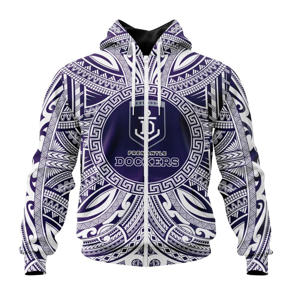 Fremantle Dockers Custom Name White Indigenous Zip Hoodie Best Gift For Fans