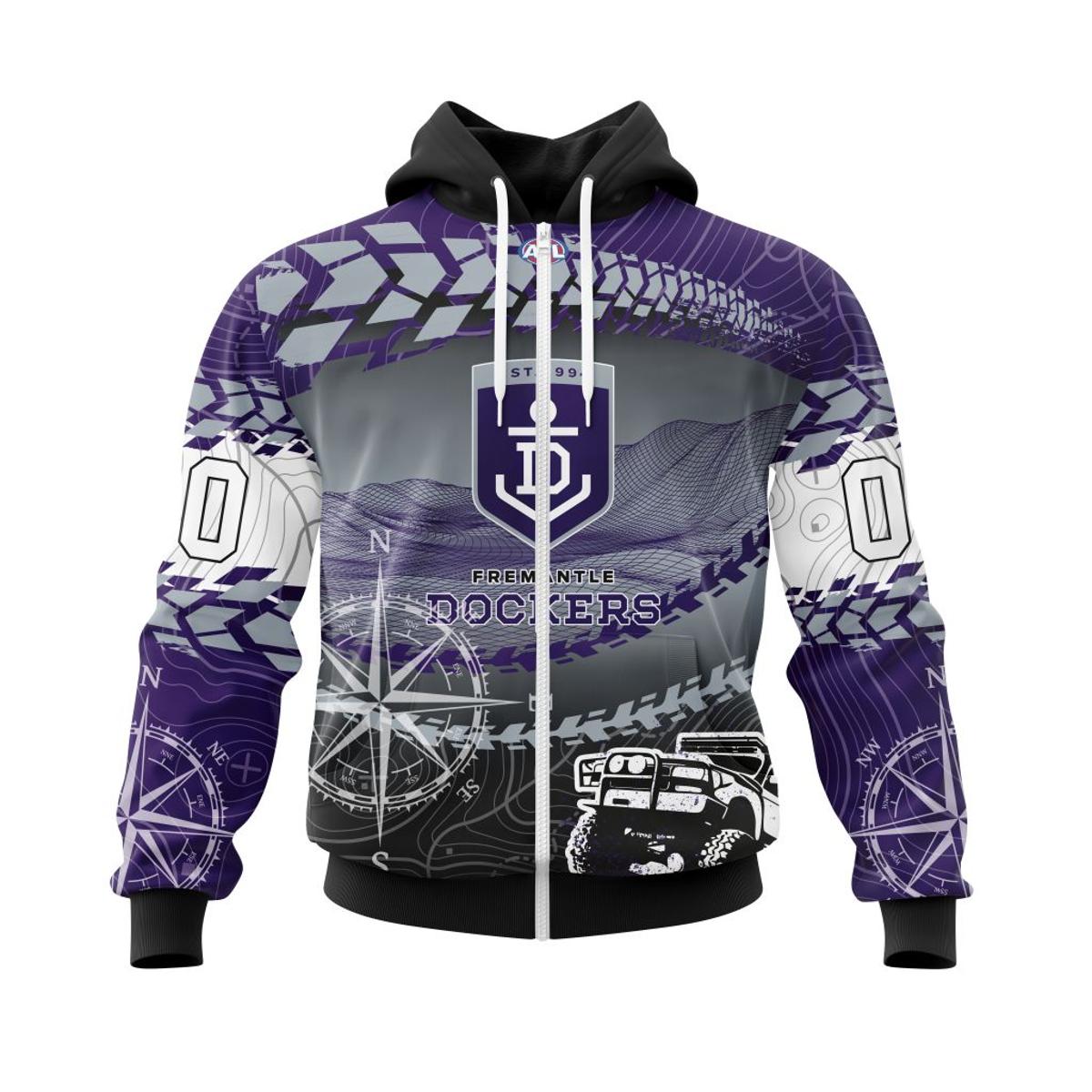 Fremantle Dockers White Blue Zip Hoodie Gift For Fans