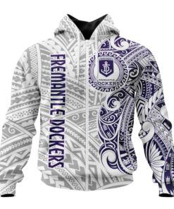 Fremantle Dockers Custom Name White Indigenous Zip Up Hoodie Best Gift For Fans 1