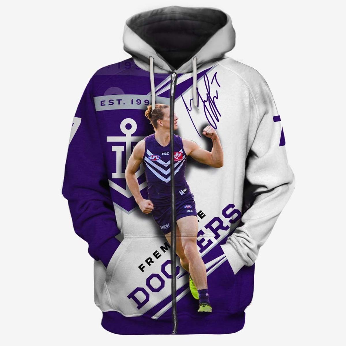 Fremantle Dockers Nat Fyfe No 7 Zip Hoodie Funny Gift For Fans