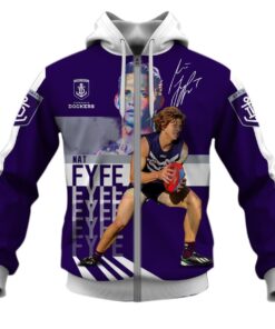 Fremantle Dockers Nat Fyfe No 7 Zip Hoodie Gift For Fans