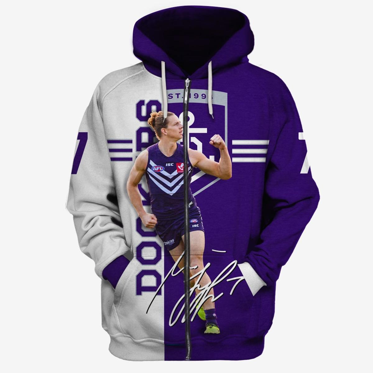 Fremantle Dockers Nat Fyfe No 7 Zip Hoodie Best Gift For Fans