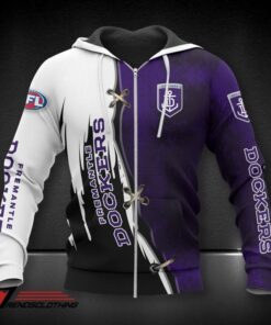 Fremantle Dockers White Blue Zip Up Hoodie Gift For Fans 1