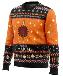 Game Of Thrones House Martell Black Orange Ugly Christmas Sweater Gift For Fans