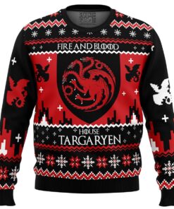 Game Of Thrones House Targaryen Logo Ugly Christmas Sweater Best Gift For Got Fans