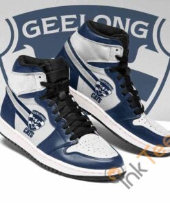 Geelong Cats Navy White Air Jordan 1 High Sneakers For Fans