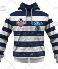 Geelong Cats Premiers Guernsey Signatures Zip Hoodie Best Gift For Fans