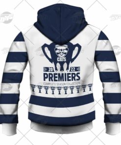 Geelong Cats Premiers White Blue Zip Hoodie Gifts For Lovers