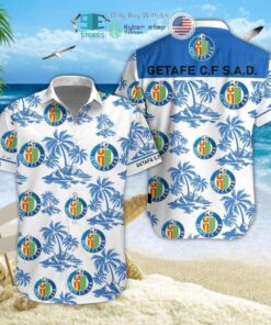 Getafe Cf Coconut Islands Patterns White Blue Tropical Aloha Shirt Gift For Fans