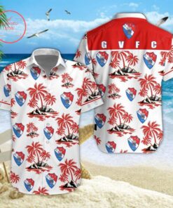 Gil Vicente Fc Logo Palm Tree White Red Tropical Hawaiian Shirt Gift For Fans