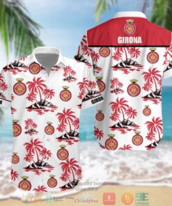 Girona Fc Coconut Islands Red White Vintage Aloha Shirt Gift For La Liga Fans