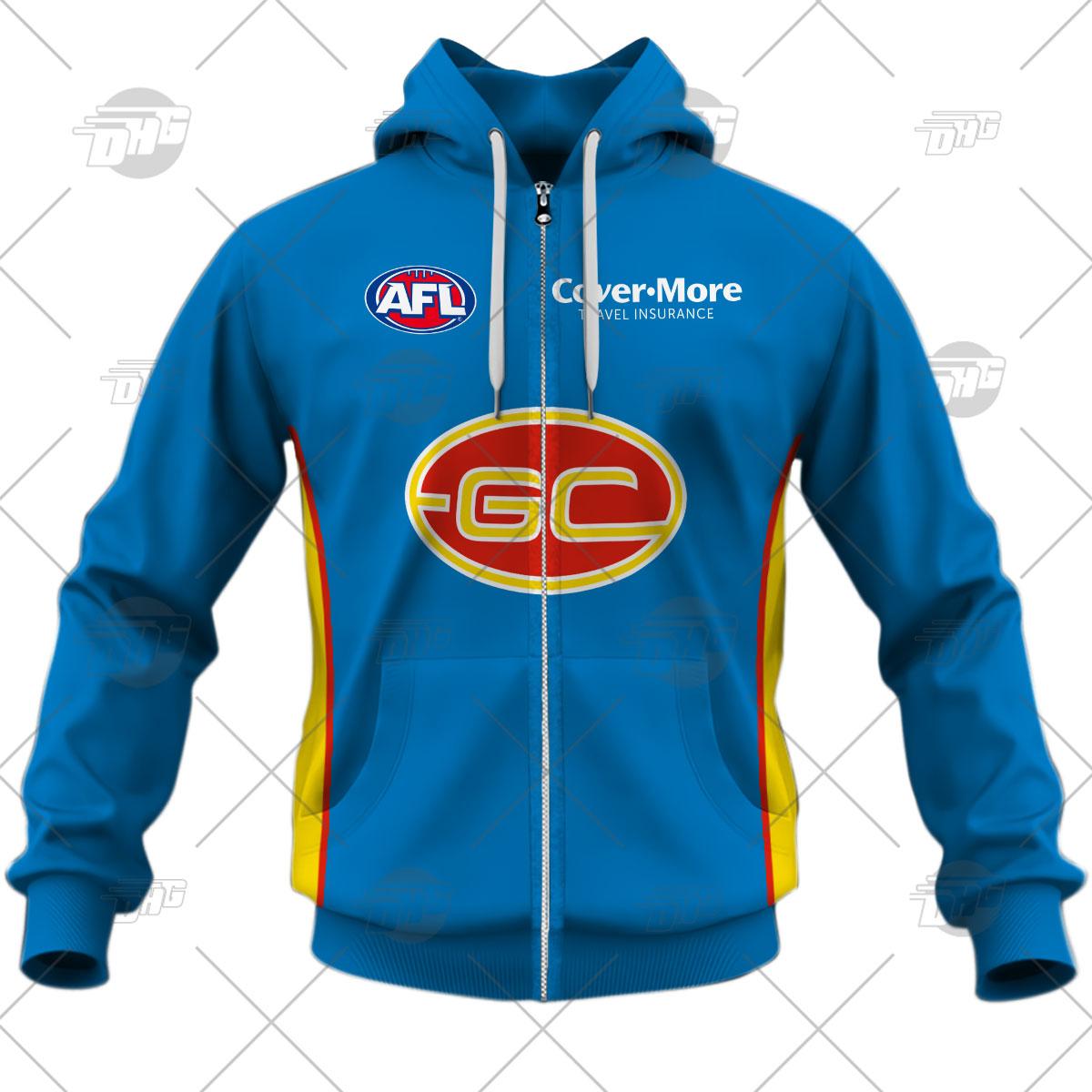 Gold Coast Suns Custom Name Number Clash Guernsey Best Zip Hoodie