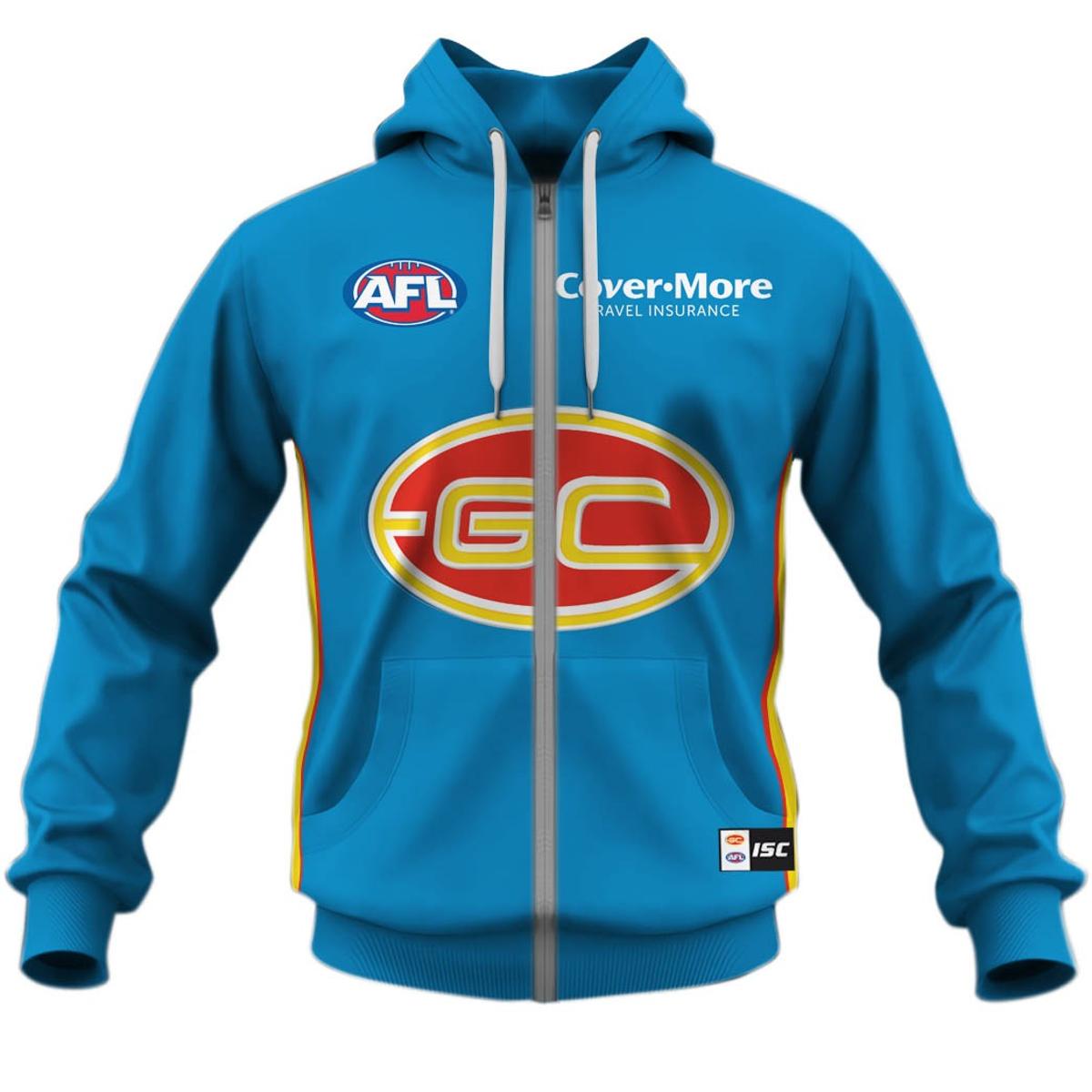 Gold Coast Suns Custom Name Number Home Guernsey Best Zip Hoodie