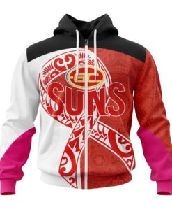 Gold Coast Suns Custom Name Number Fight Cancer Zip Up Hoodie Best Gift For Fans 1