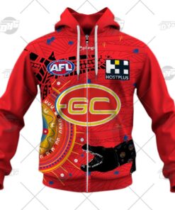 Gold Coast Suns Custom Name Number Indigenous Guernsey Best Zip Hoodie