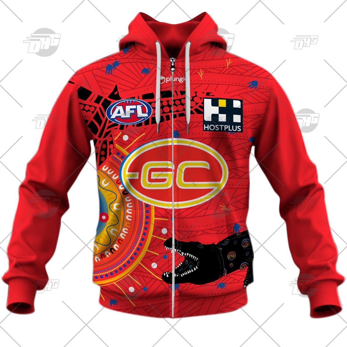 Gold Coast Suns Custom Name Number Clash Guernsey Best Zip Hoodie