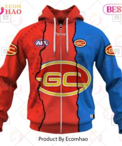 Gold Coast Suns Custom Name Number Mix Guernsey Best Zip Hoodie