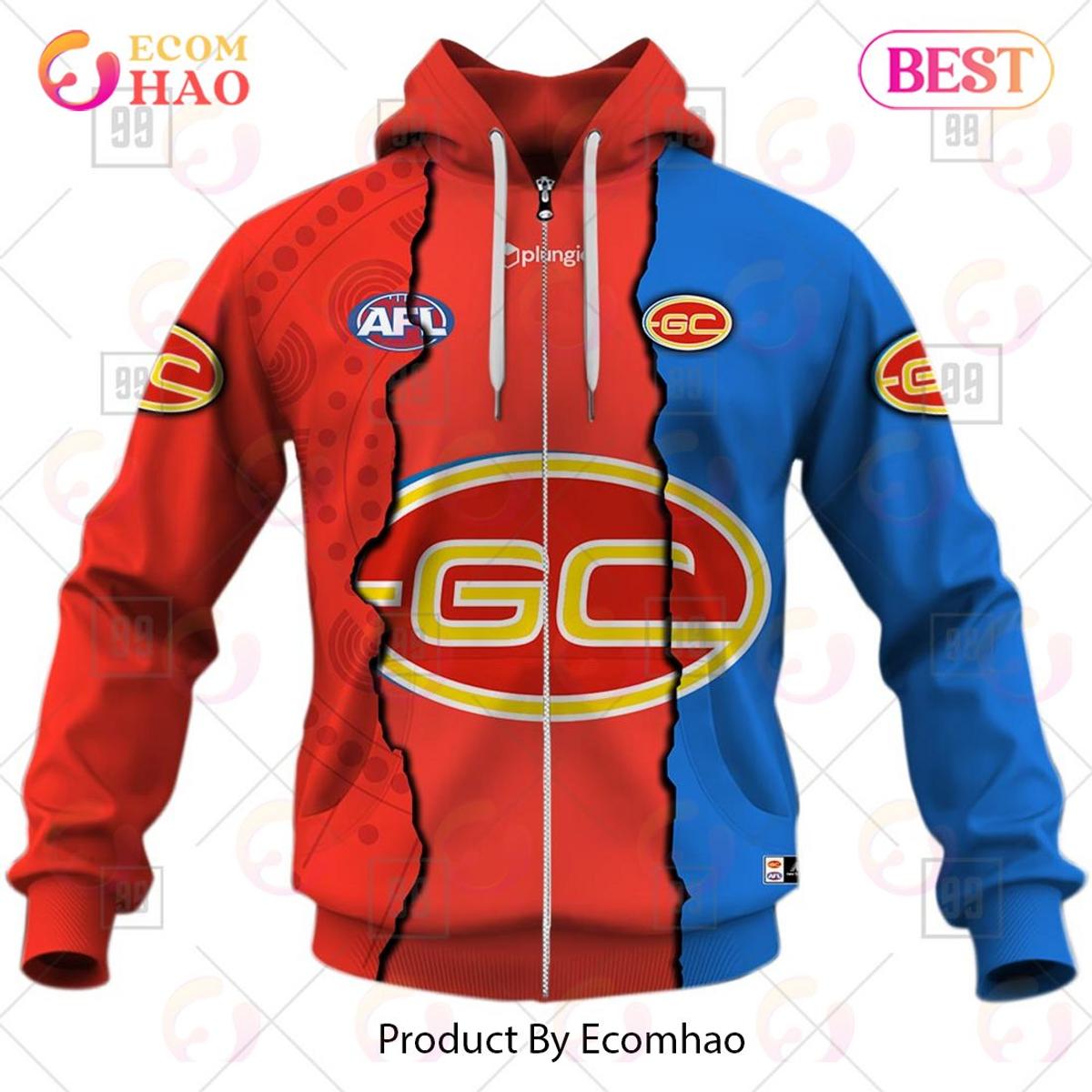 Gold Coast Suns Custom Name Number Indigenous Guernsey Best Zip Hoodie