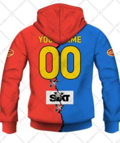 Gold Coast Suns Custom Name Number Mix Guernsey Zip Hoodie For Fans