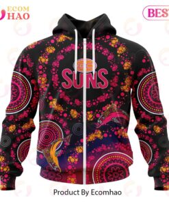 Gold Coast Suns Custom Name Number Pink Breast Cancer Zip Hoodie Black Mix Colour