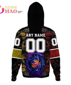 Gold Coast Suns Custom Name Number Rose Dragon Zip Hoodie Gift For Fans