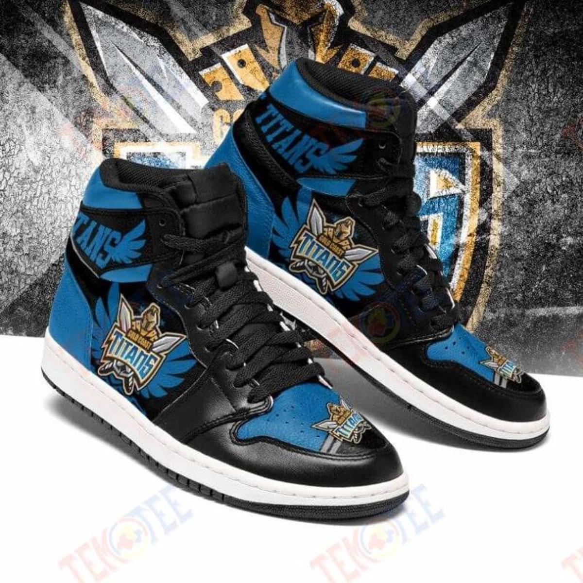 Cronulla-sutherland Sharks Black Air Jordan 1 High Sneakers For Fans