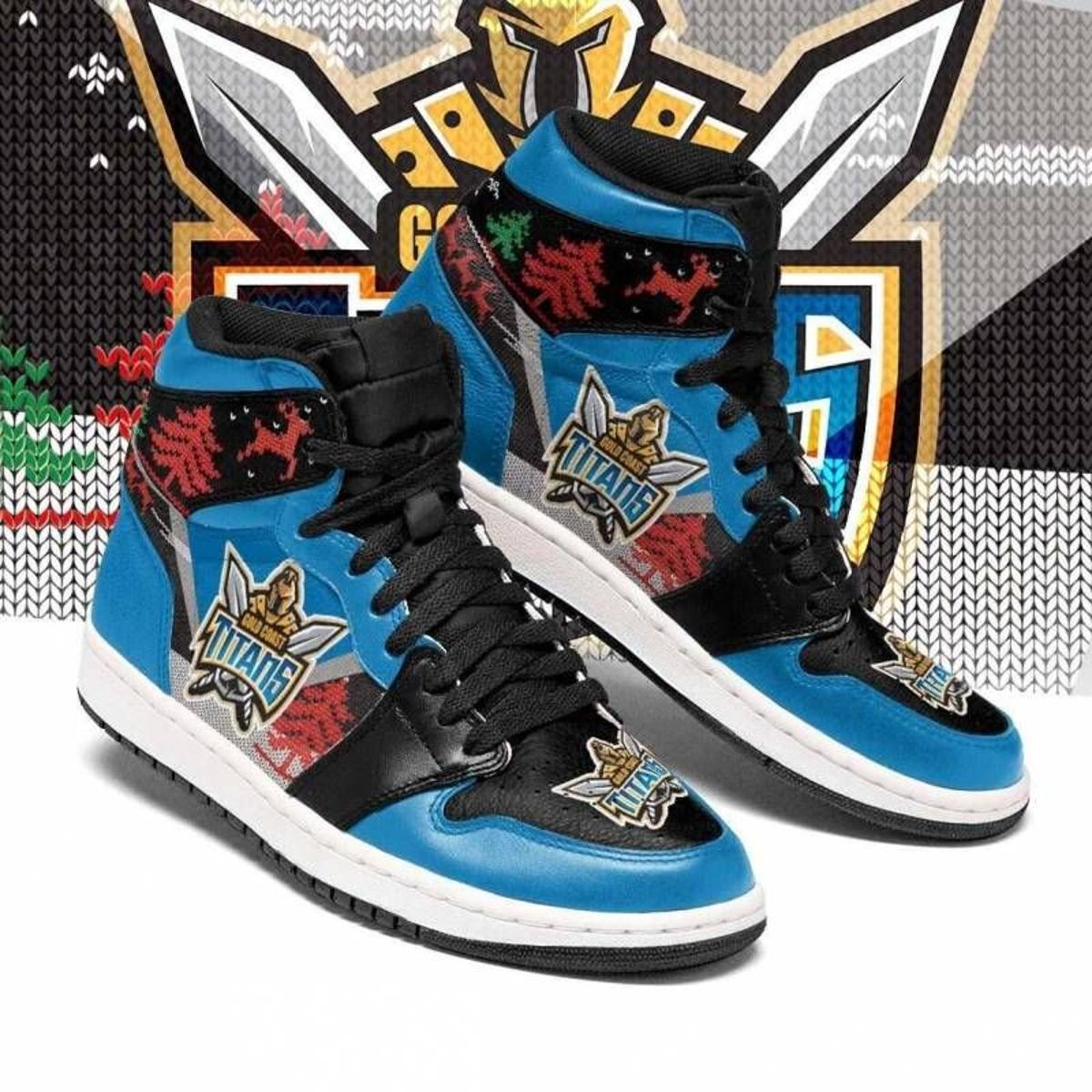 Gold Coast Titans Jack Skellington Air Jordan 1 High Sneakers For Fans