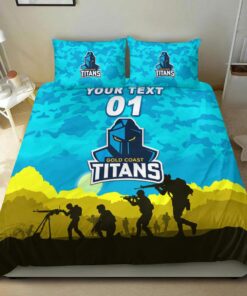 Gold Coast Titans Custom Name Number Anzac Day Doona Cover 1