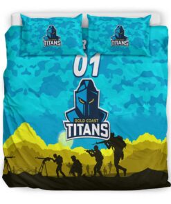 Gold Coast Titans Custom Name Number Anzac Day Doona Cover