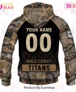 Gold Coast Titans Custom Name Number Camo Zip Hoodie Funny Gift For Fans