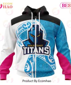 Gold Coast Titans Custom Name Number Fight Cancer Zip Hoodie Funny Gift For Fans